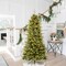 7.5FT/7FT/6FT Pre-Lit Green Fir Slim Artificial Christmas Tree, 9 Functional Warm White/Multi-color, remote controller